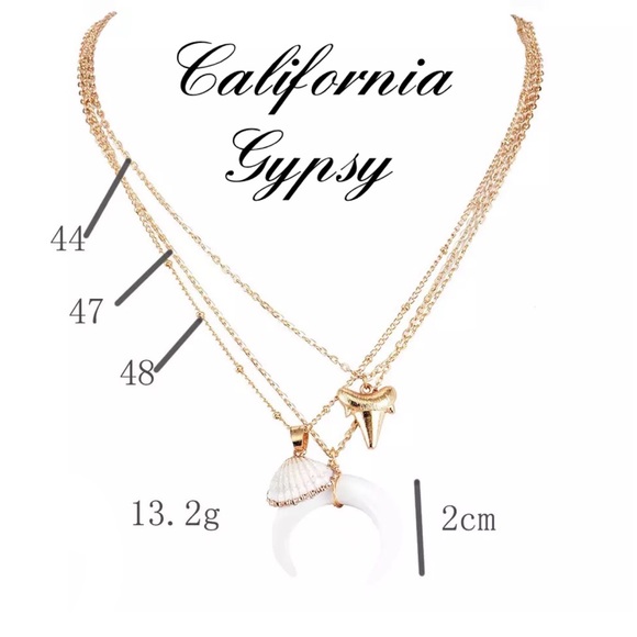 Layered Crescent Moon Boho Beach Necklace - Picture 6 of 6